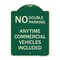 Signmission No Double Parking Anytime Commercial Vehicles Included Heavy-Gauge Alum, 24" x 18", G-1824-23849 A-DES-G-1824-23849 - alternate 1